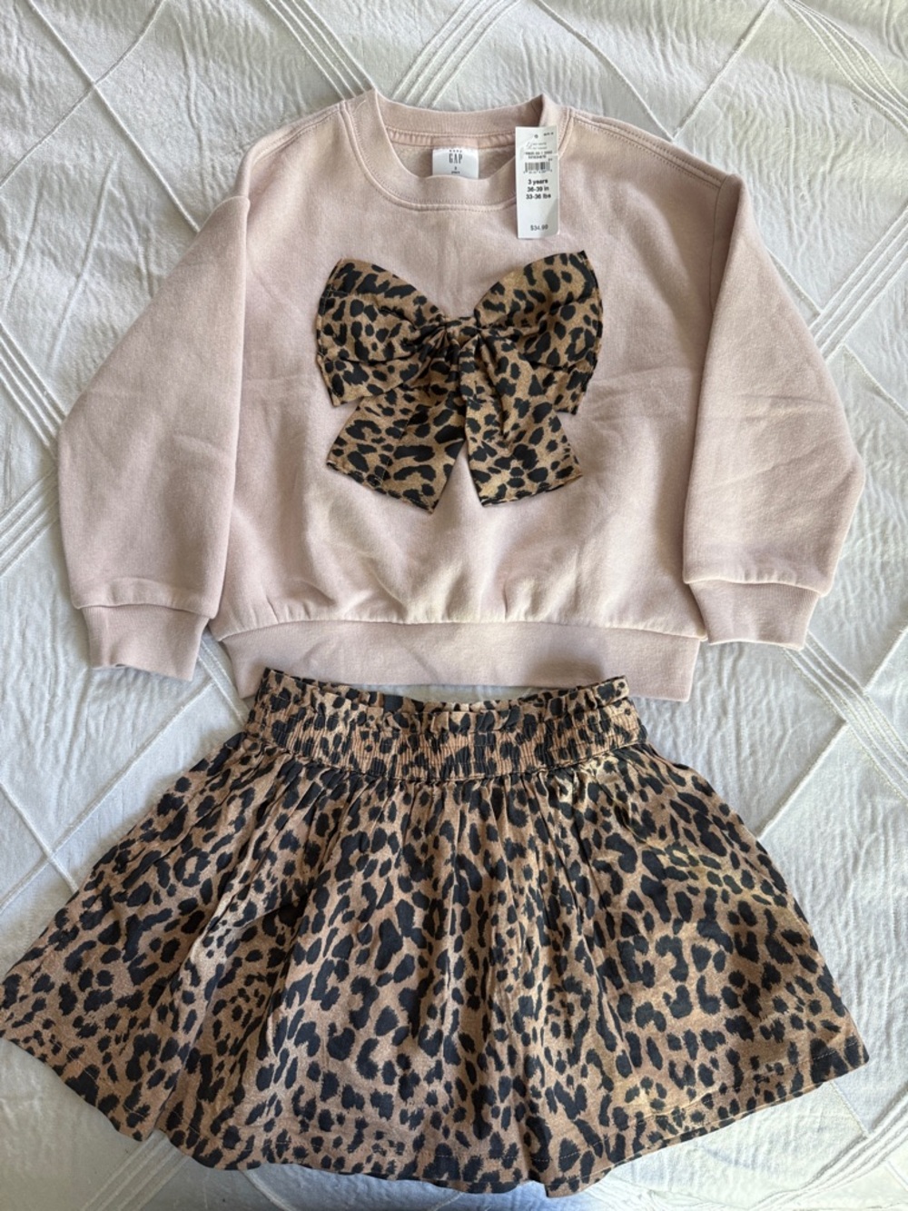 GAP Girls Leopard Print Skirt set in Tan and Black- Size 3Years